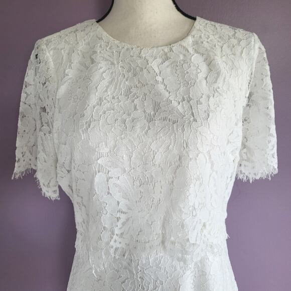 NWT Lulus Devotion White Lace Scalloped Layered Short Sleeve Formal Dress - Picture 4 of 16